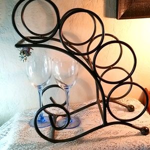 Wrought Iron Wine Bottle Holder & Charms